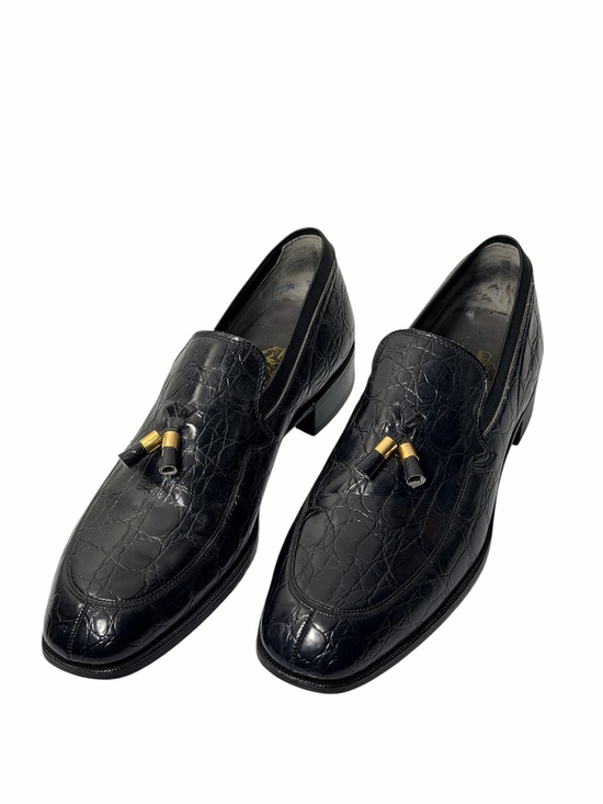 Vtg Nettleton Men’s Size 9.5  Black Alligator/Croc Gold Tassel USA Loafer Shoes main image 4